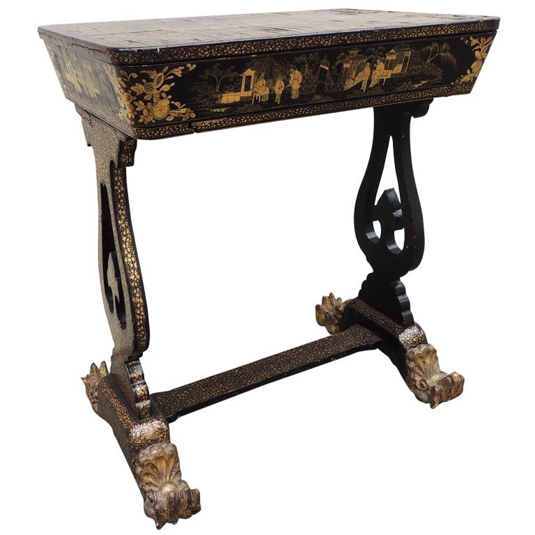 Chinese 1830s Lacquered Sewing Table (1 of 6)
