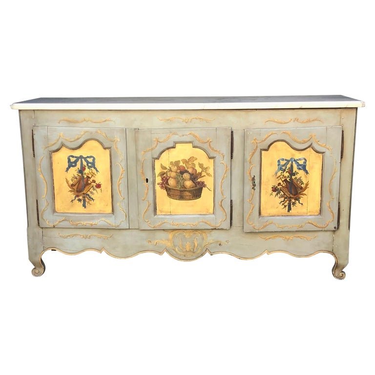 18th Century Louis XV Hand Painted Marble Top Enfilade / Buffet (1 of 10)