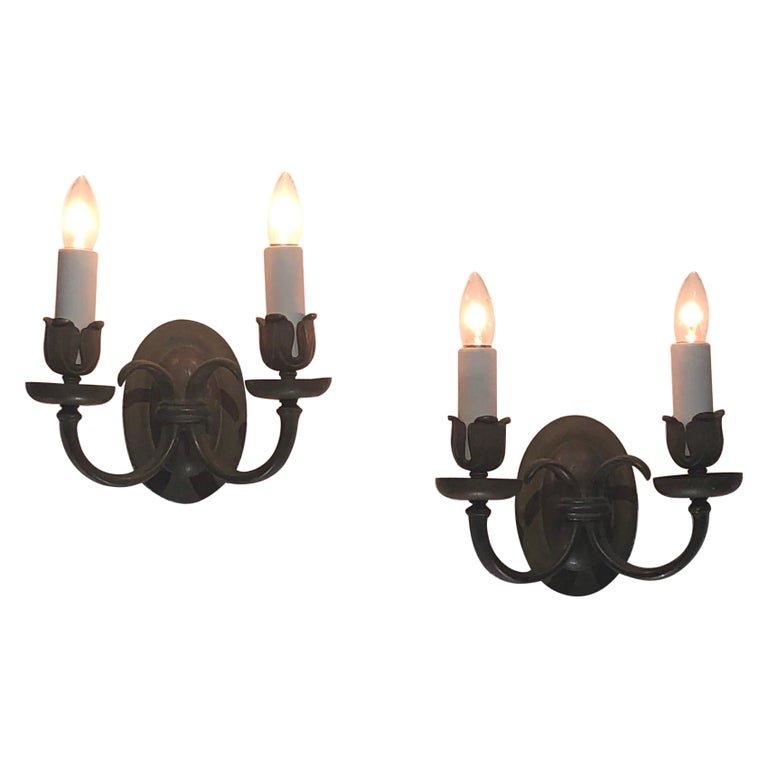 Pair of Stamped Caldwell Baroque Style Bronze  Sconces (1 of 9)