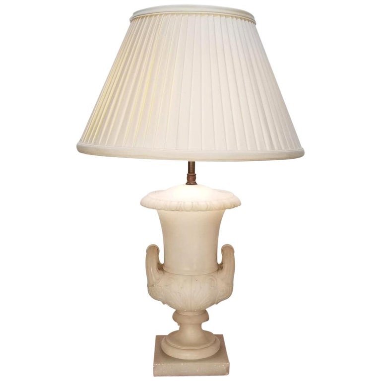 Early 20th Century Neoclassical Alabaster Campaign Urn Lamp (1 of 5)