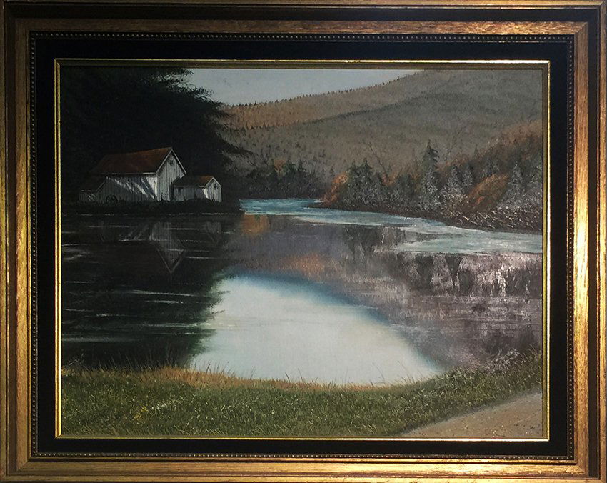 Kerry, Thomas "Lakeside Reflection": Artist: Thomas Kerry Title: Lakeside Reflection Medium: Original Oil on Board Size: 19.5 x 15.5 inches Framed Size: 20 x 24 inches Artist Information: Thomas Kerry is known for landscape an