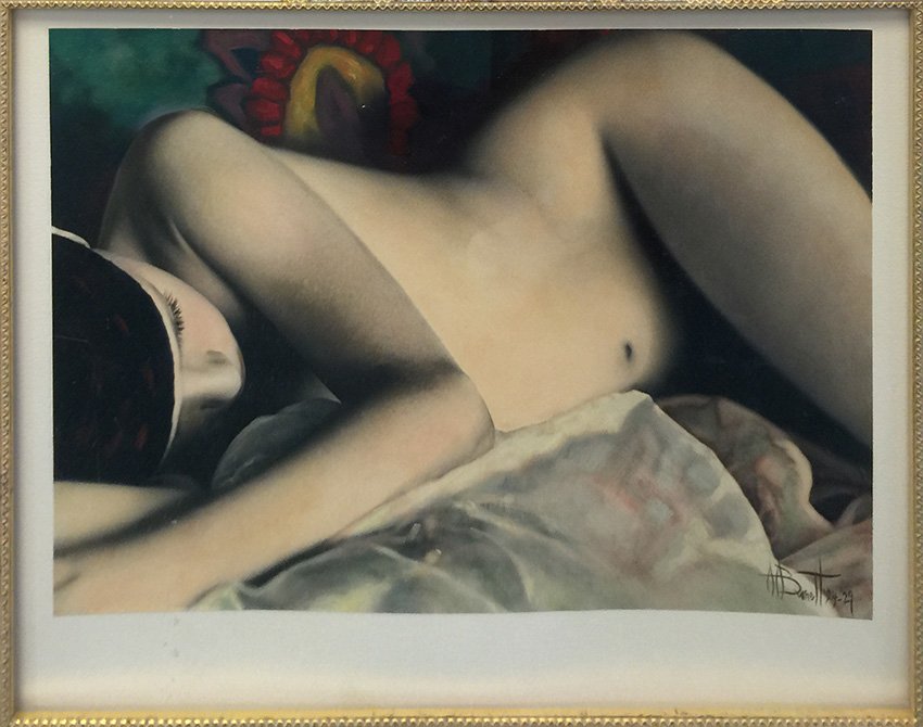 Burnett, Alison "Nude": Artist: Alison Burnett Title: Nude Medium: Lithograph Year: 1993 Size: 16 x 23.25 inches Artist Information: Alison Burnett studied fine art at Lowestoft College of Art and Ipswich Colle