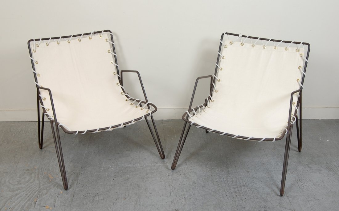 1950s Califorina Design Iron and Canvas Lounge Chairs (1 of 4)