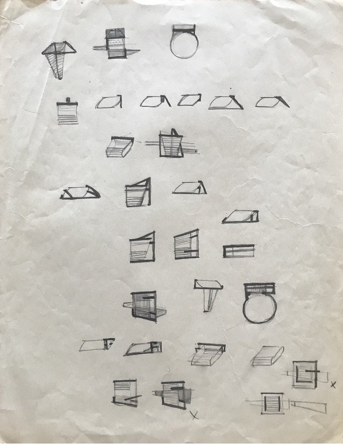 5 Margaret De Patta Studio Work Drawings: 5 studio work drawings on paper by Bay Area artist Margaret De Patta. The largest being 8.5" x 11".