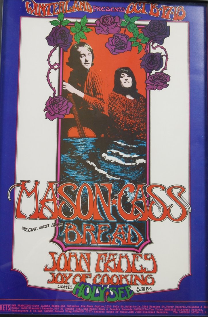 Original Dave Mason & Mama Cass Rock Poster: Original first printing Winterland concert poster in mint condition 15" x 22"
