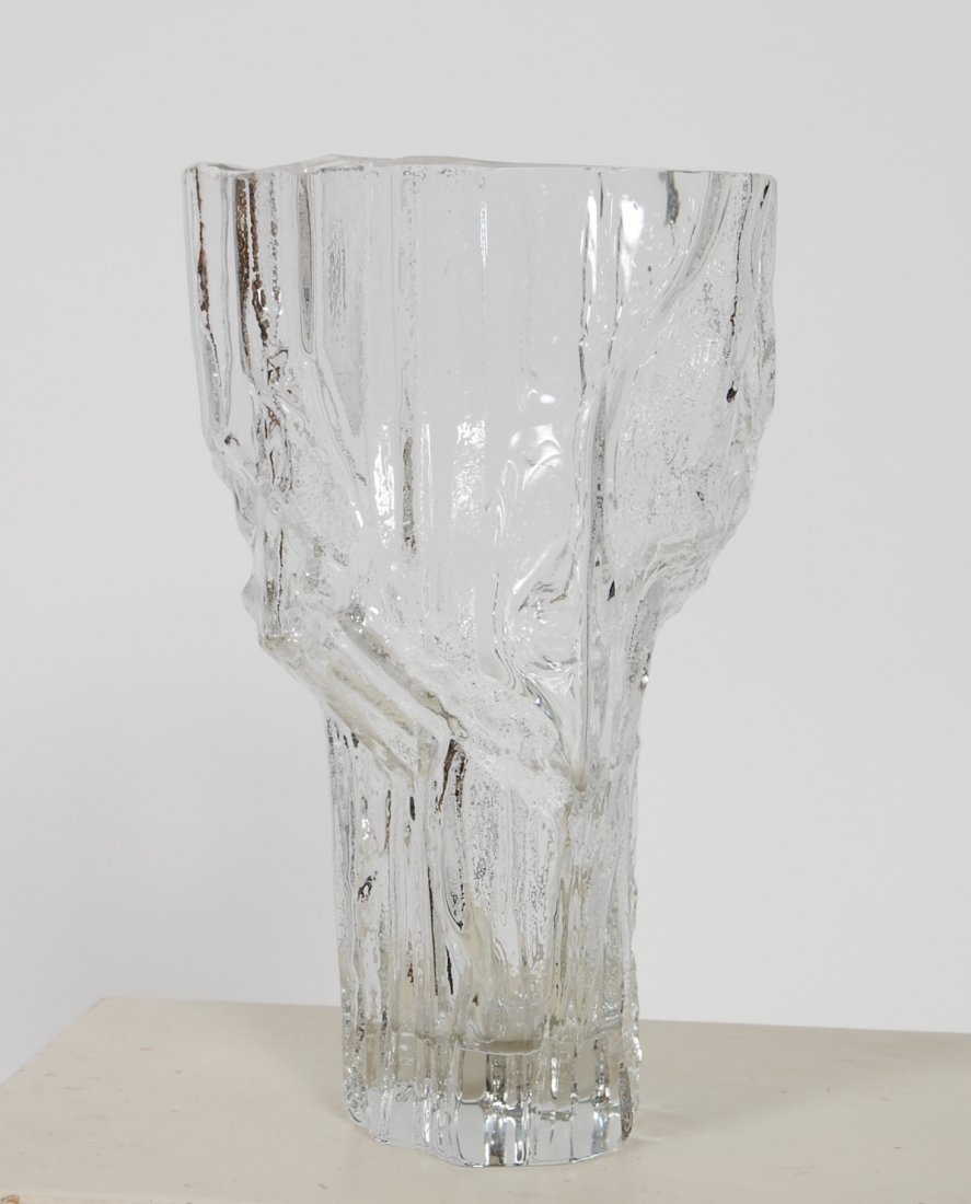 Large Tapio Wirkkala Avena Frost Glass Iittala Vase #1: Large Tapio Wirkkala Avena frost glass vase for Iittala 13" H x 6.75 W x 7.75" D