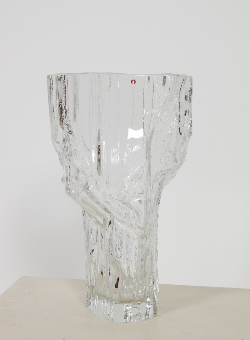 Large Tapio Wirkkala Avena Frost Ice Glass Vase #2: Large Tapio Wirkkala Avena frost glass vase for Iittala 13" H x 6.75 D x 7.75" W