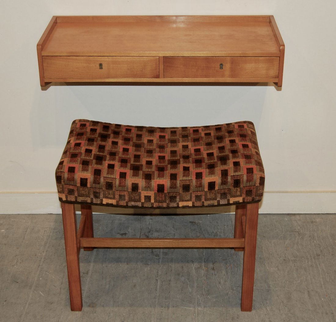 Danish Wall Mounted Desk with Bench (1 of 3)