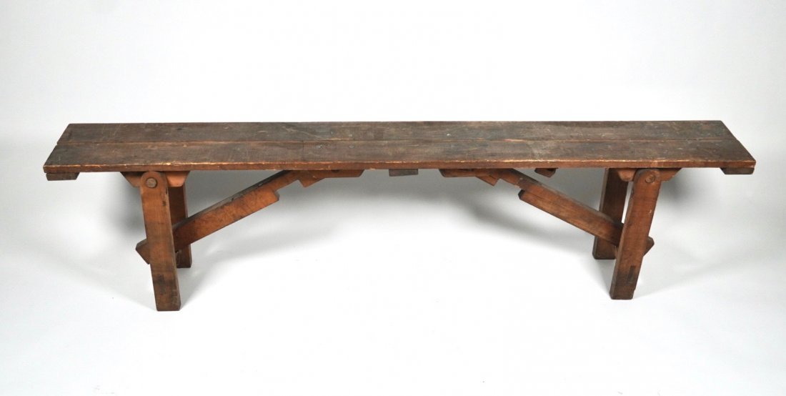 Early 20th Century Folding Wood Bench (1 of 5)