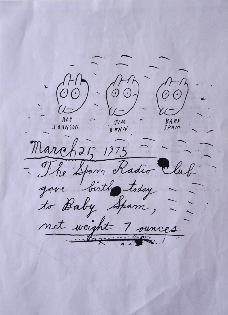 Ray Johnson (1927-1995) Mail Art Letter: Thank you letter from Ray Johnson in 1975 to his friend Patricia Tavenner (1935-2013) also known for Mail Art, thanking her on a project he was working on, Xerox work 8 inches x 11 inches.