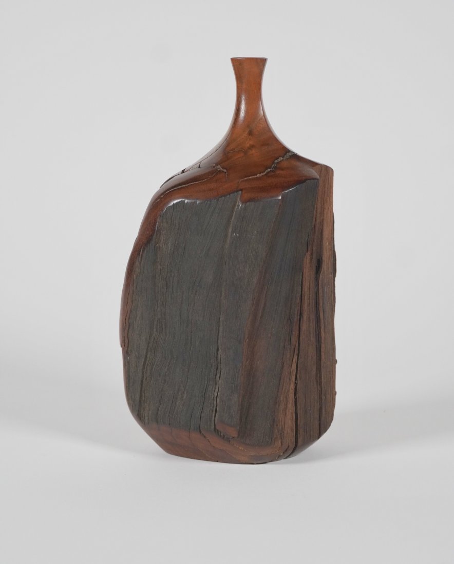 1970s California Woodworker Doug Ayers Wooden Live Edge Vase (1 of 2)