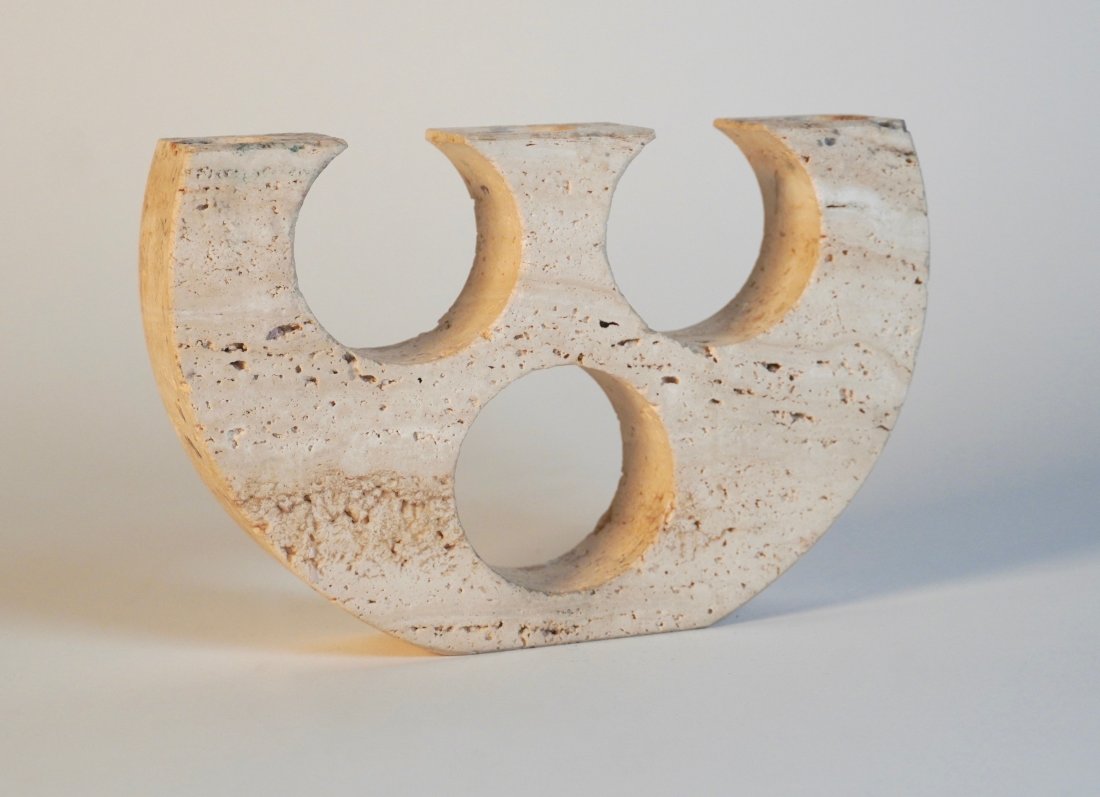 Italian Designer Fratelli Mannelli Travertine Candle Holder (1 of 2)
