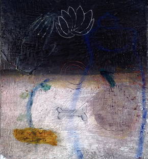 Squeak Carnwath "Venus Garden" Oil & Wax Painting: Squeak Carnwarth oil and alkyd wax on panel 12" x 13" purchased by the original in 1988 at John Berggruen Gallery, San Francisco, CA.