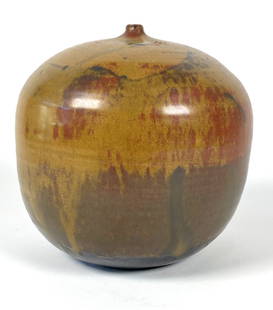 Toshiko Takeazu Rattle Vase #2 (1922-2011): Circa 1970s Toshiko Takeazu rattle vase, signed by the artist, the original owner purchased this directly from the artist and were close friends, 6.5" H x 6" Dia.