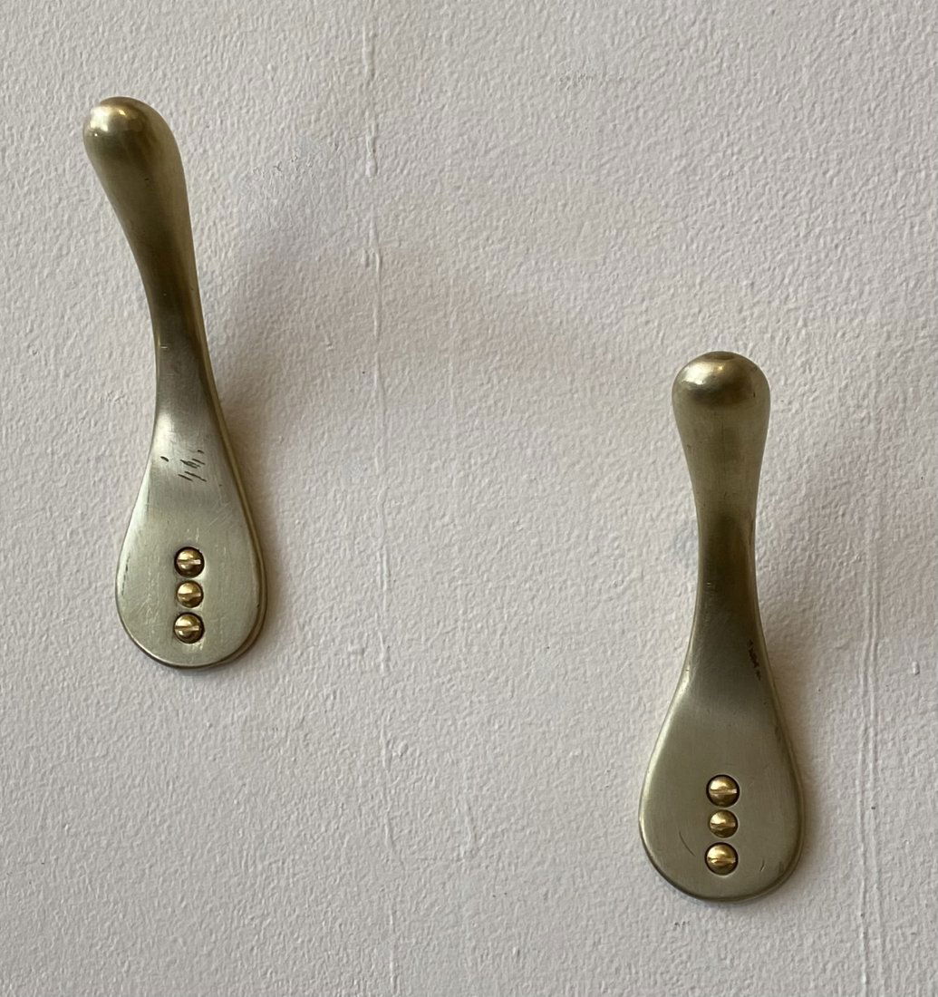 2 Brass Danish Wall Coat Hooks Aubock Style (1 of 2)