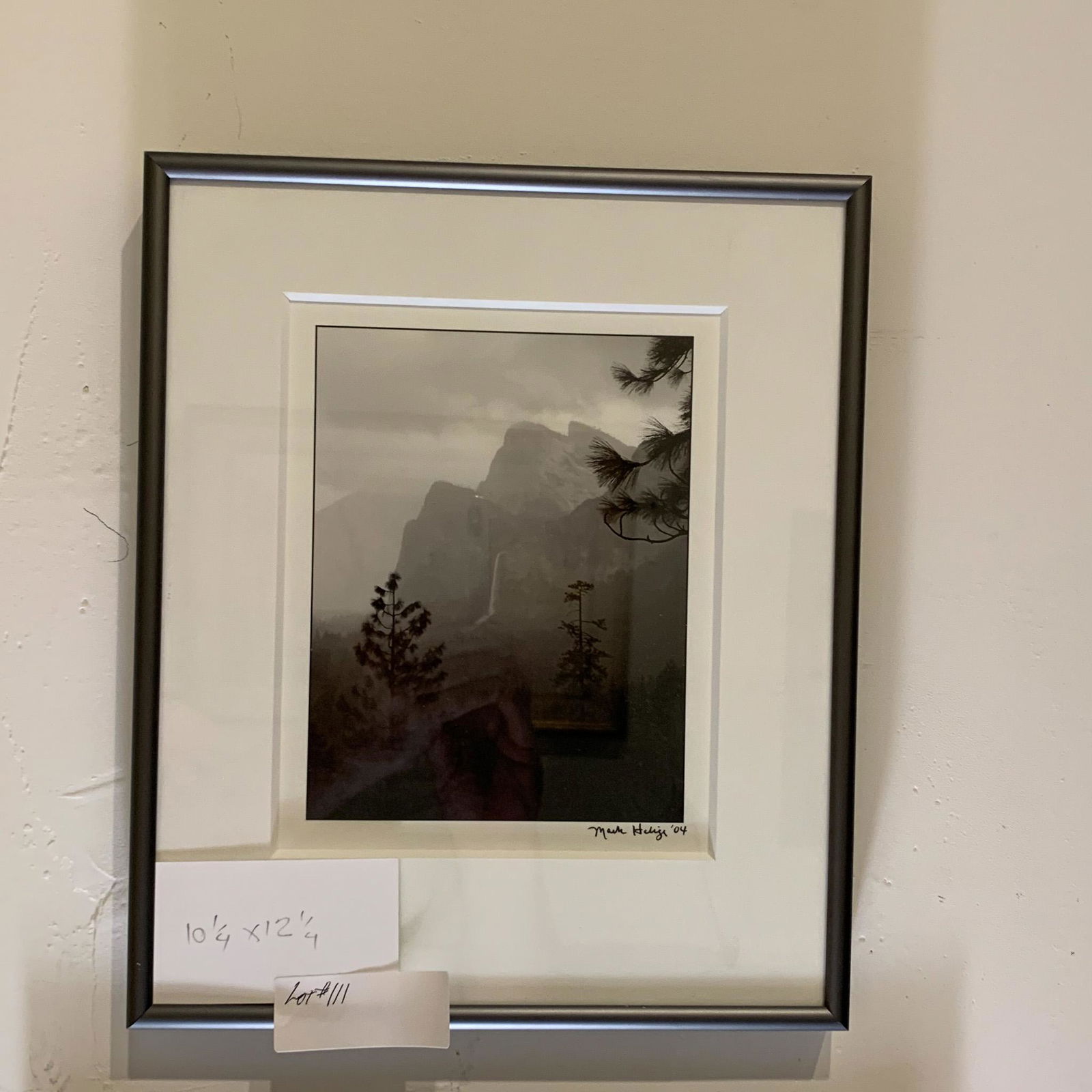 Photograph,"Bridelveil Falls" Mark Heliger 2004: Photograph,"Bridelveil Falls" Mark Heliger 2004 framed under glass, signed and dated Measures 10.25" x 12.25"