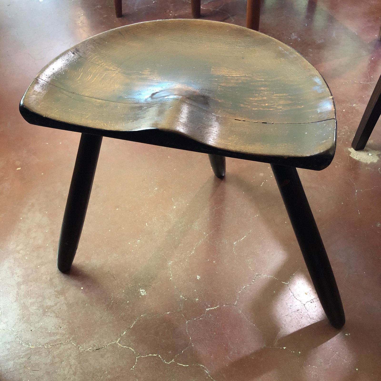 Arne Humvand Olsen Milk Stool, Denmark: Arne Humvand Olsen Milk Stool, Denmark, all original finish signed on bottom Measures 23" x 14" x 19"