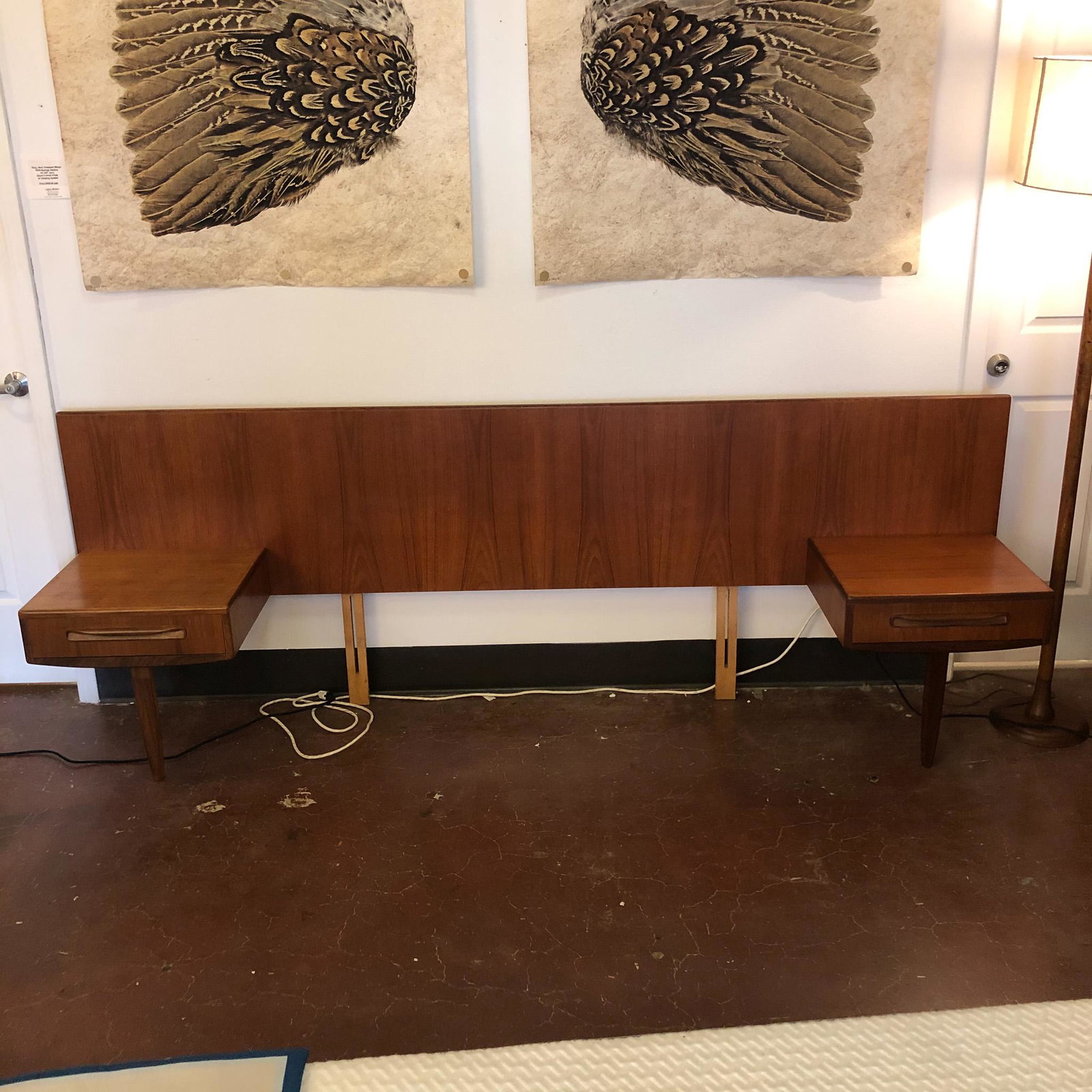 1960's G Plan "Fresco" Headboard w/ attached Bedside: 1960's G Plan "Fresco" Headboard w/ attached Bedside drawers in teak and trimmed in Afromosia. Queen size. UK in orgin Measures 99.5" x 19" x 35.5"