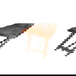Live Edge, Solid Elm Dining Table by Olavi Hanninen, 1959: Live Edge, Solid Elm Dining Table by Olavi Hanninen, 1959 This table was done for Mikko Nupponen. A traditional build done with pegs and pins in a trestle style. Measures 71.75 L x 34" w x 29" T Condi