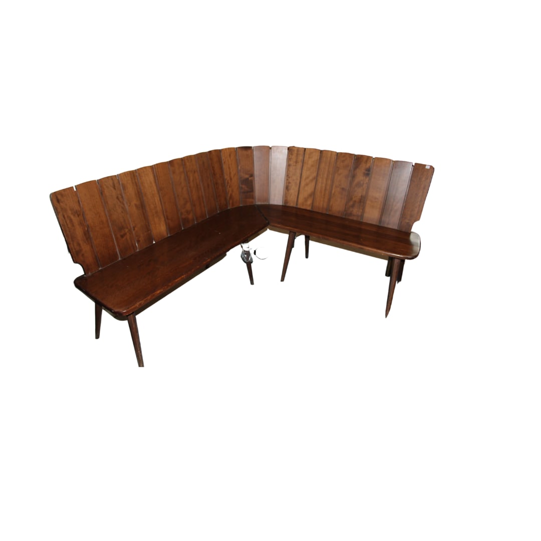 Brutalist Corner Bench, Attributed to Pierre Chapo,France: This 2pc. 1950s French Oak Corner Bench is in amazing original condition In the style of Pierre Chapo Measures 57" x 57" x 34" SH: 18"