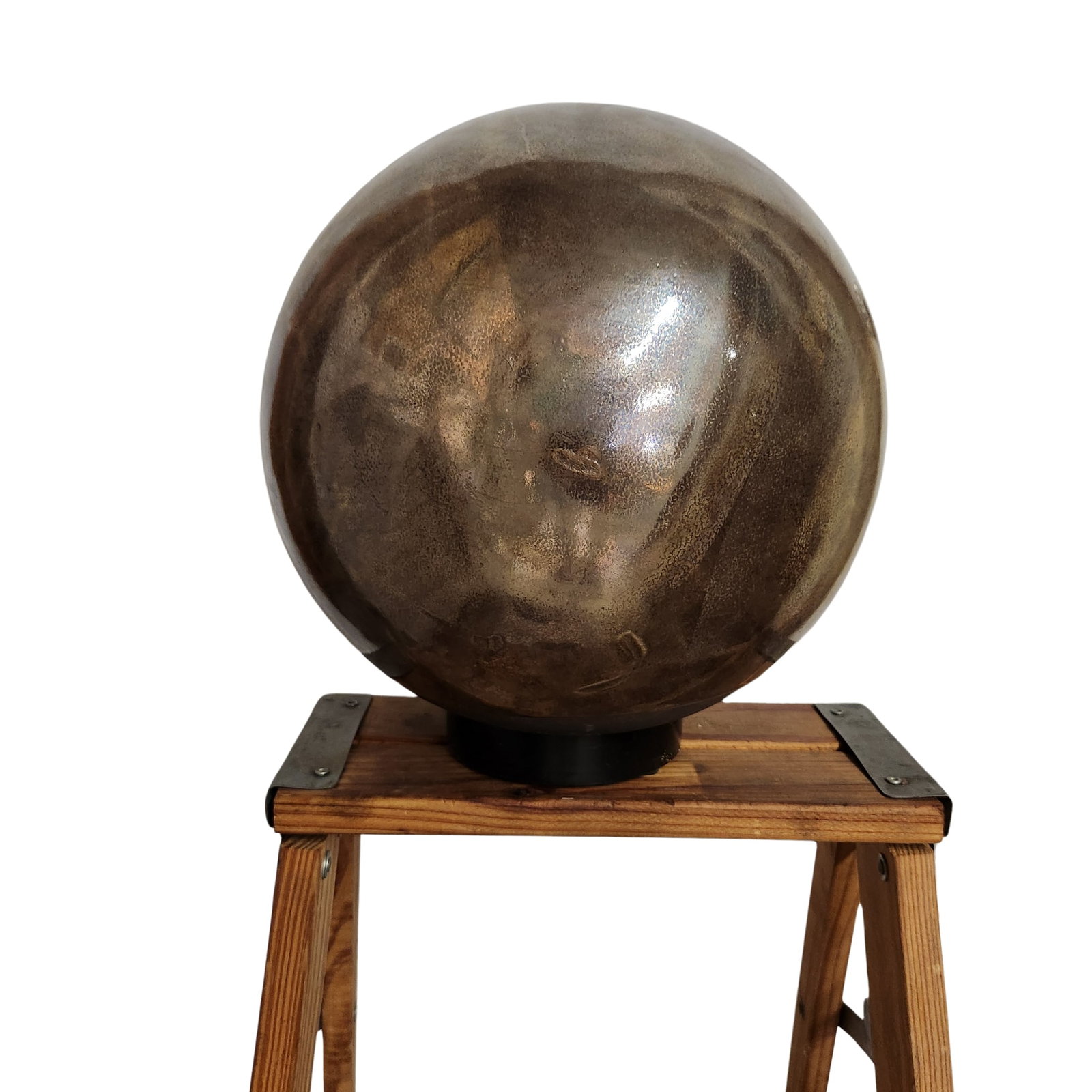 Tony Evans Raku Globe, 2009 , USA: Tony Evans Raku Globe, 2009 , USA Hand signed and dated On a polished lucite stand with original gallery sticker Measures 13" x 12" D
