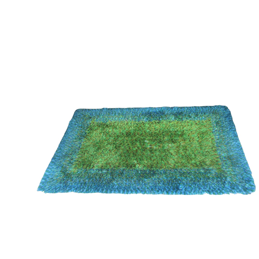 EGE RYA Abstract Shag Carpet, Denmark: EGE RYA Abstract Shag Carpet, Denmark This green and blue shag is so fun. Shag is in great condition No snags or pulls Measures 48" x 78"