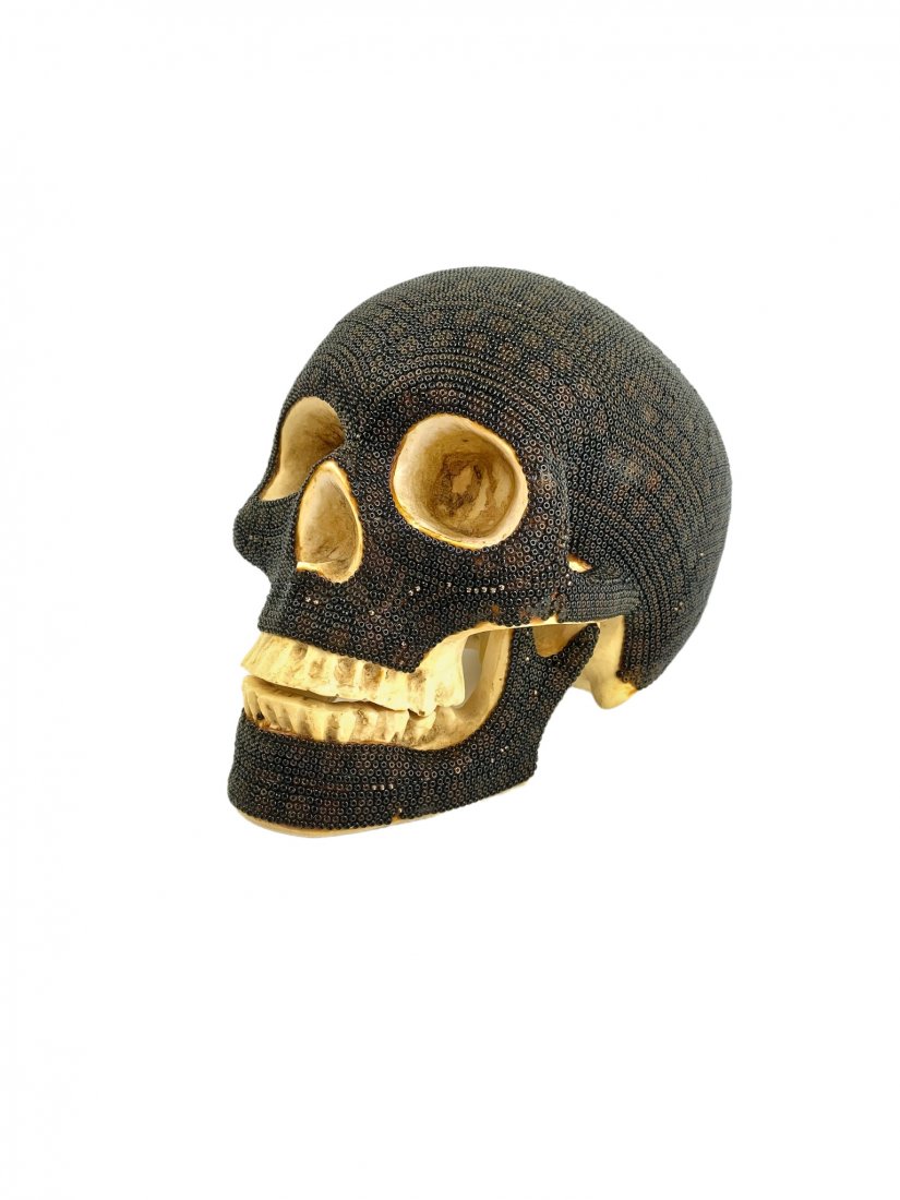 Beaded Mexican Resin Human Skull Santos Bautista (1 of 8)