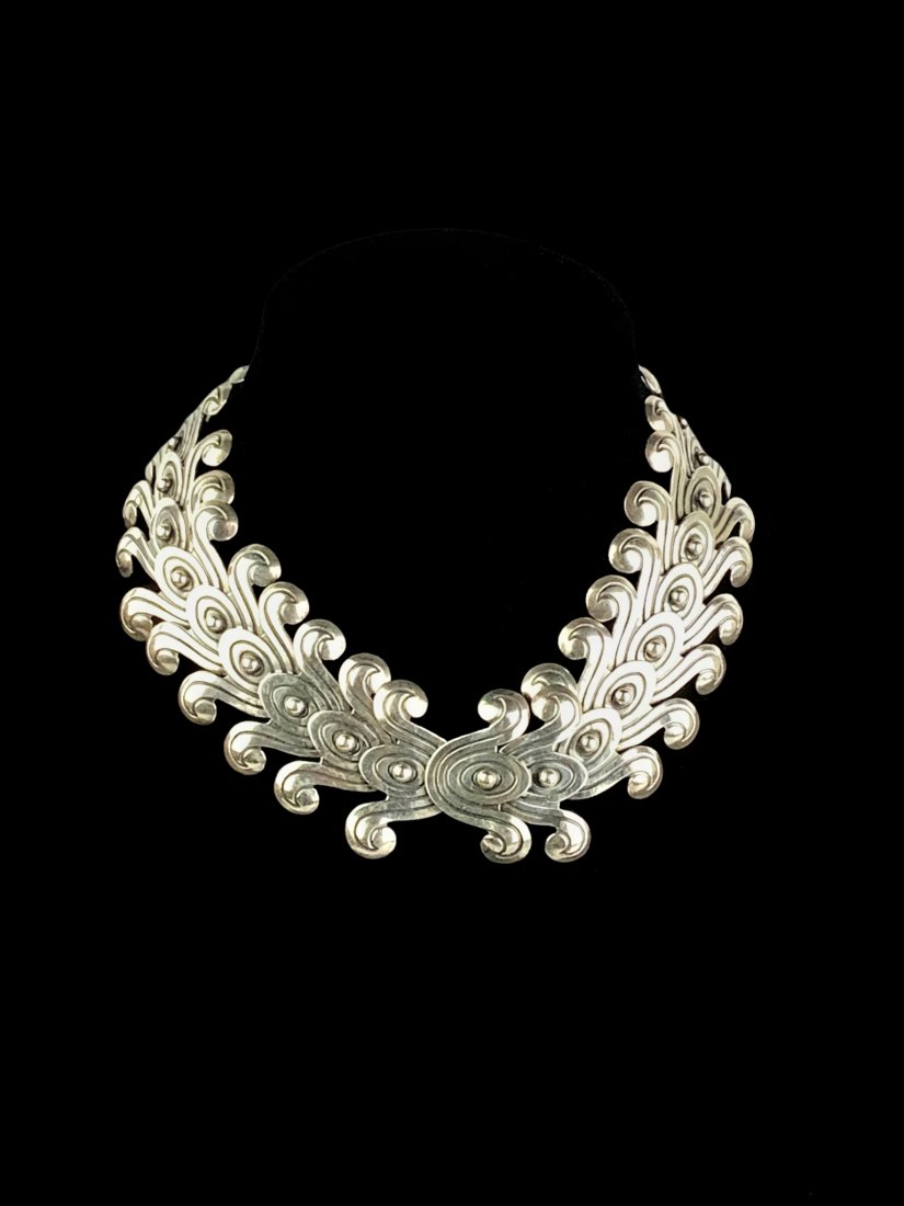 Rare Los Castillo Mexican Silver Reticulated Necklace (1 of 8)