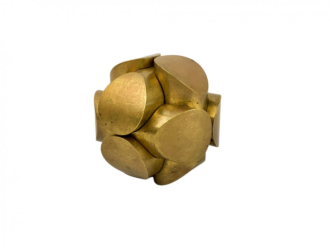 Mid Century Charles Perry Brass Puzzle Ball Sculpture (1 of 6)