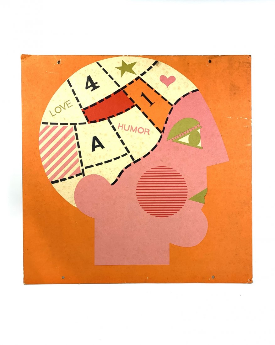 Mid Century Phrenology Wall Hanging Litho on Cardboard (1 of 4)