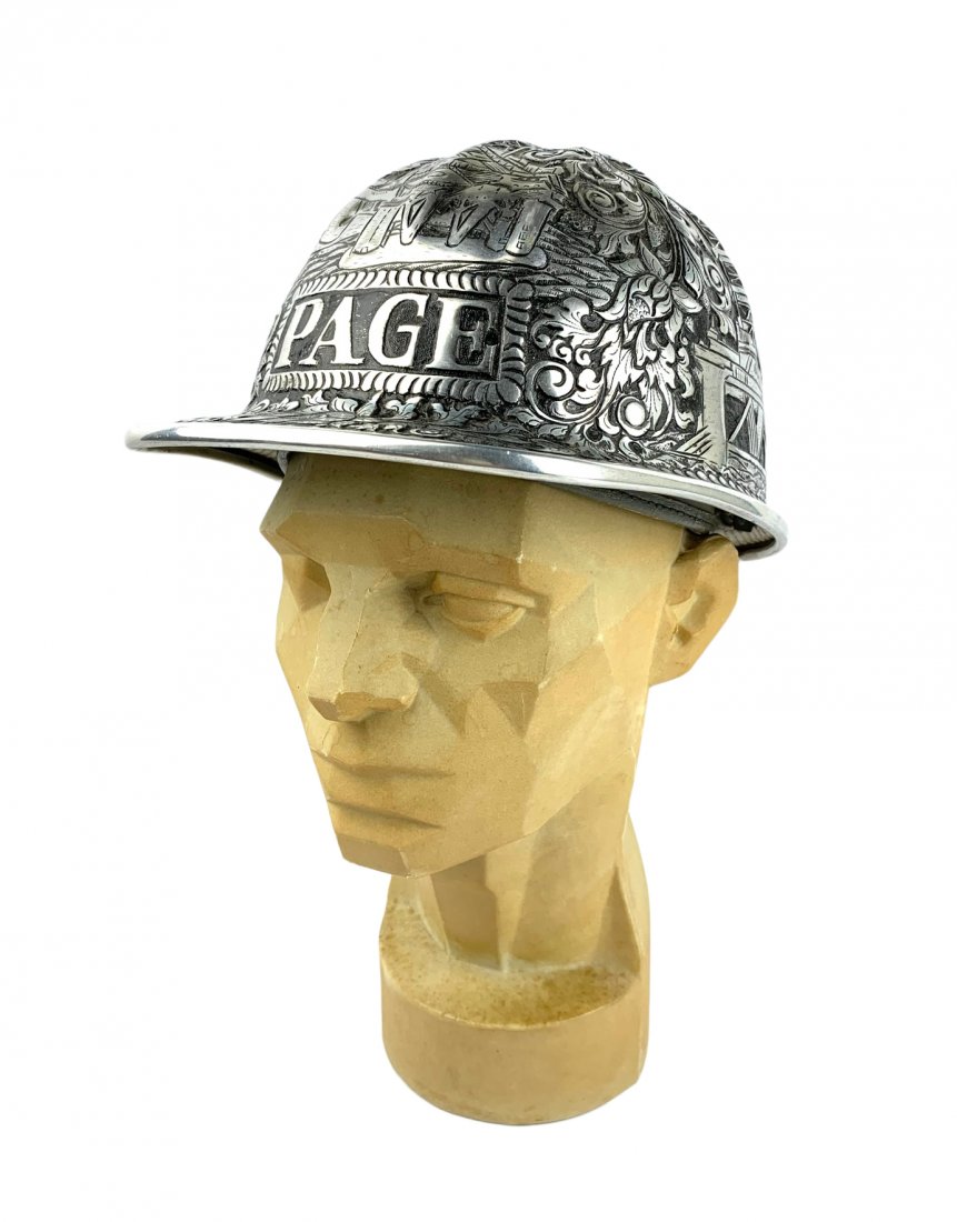 Vintage Hand Tooled Aluminum Folk Art Hard Hat (1 of 9)