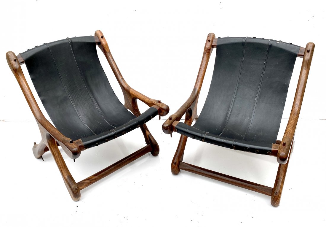 Don Shoemaker Rosewood & Leather Sloucher Chairs a Pair (1 of 11)