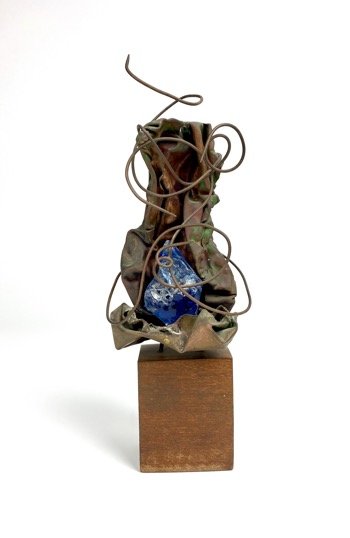Abstract Brutalist Copper & Glass Sculpture (1 of 5)
