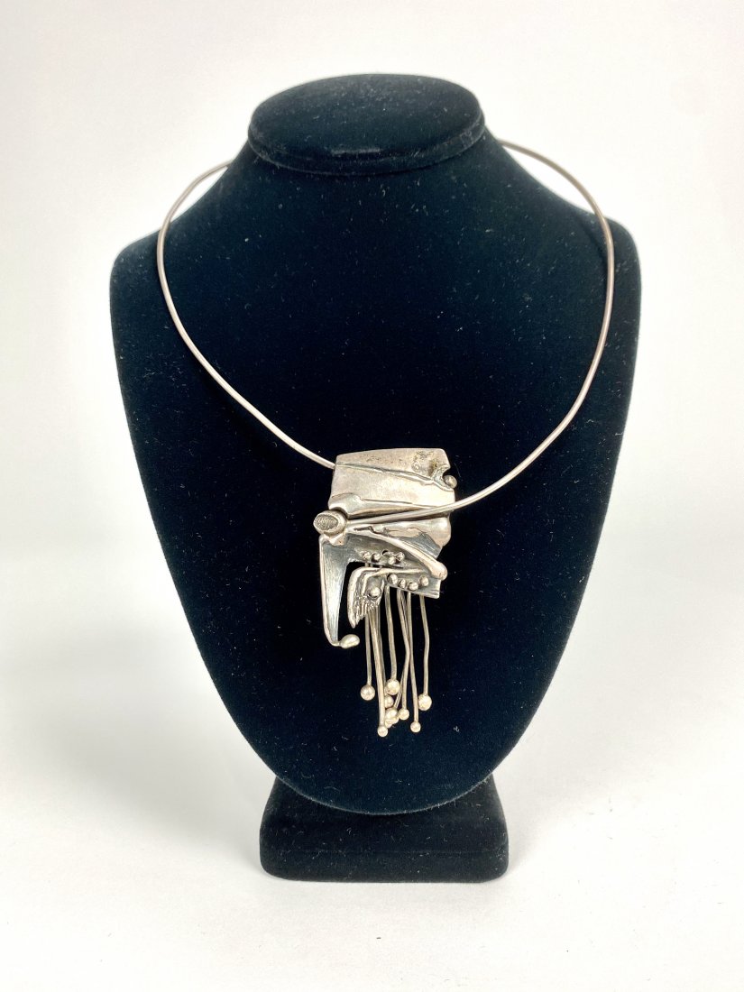 Modernist Sterling Silver Artisan Collar Necklace (1 of 4)