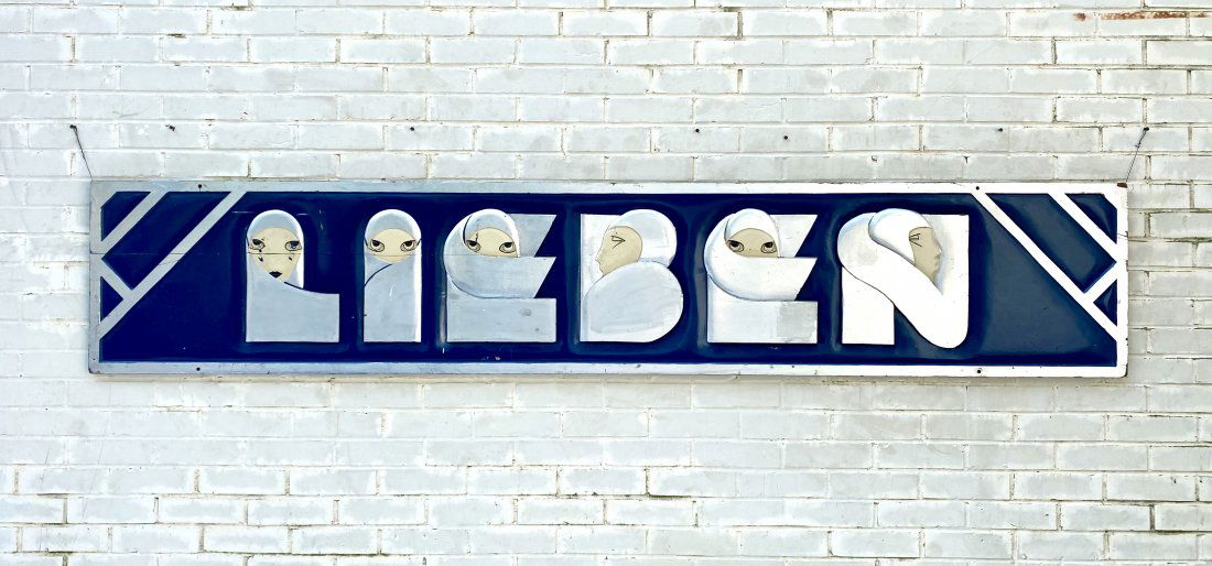 Large German Art Deco Carved Wood Sign (1 of 7)