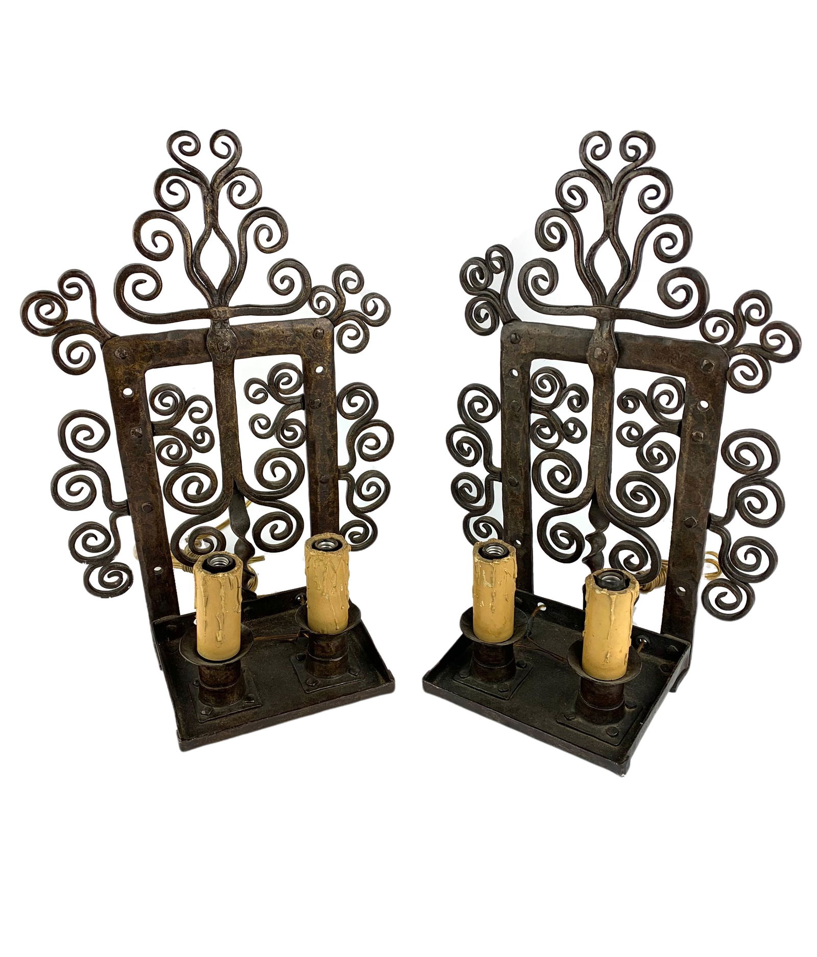 Antique Arts & Crafts Era Handwrought Iron Wall Sconces (1 of 7)
