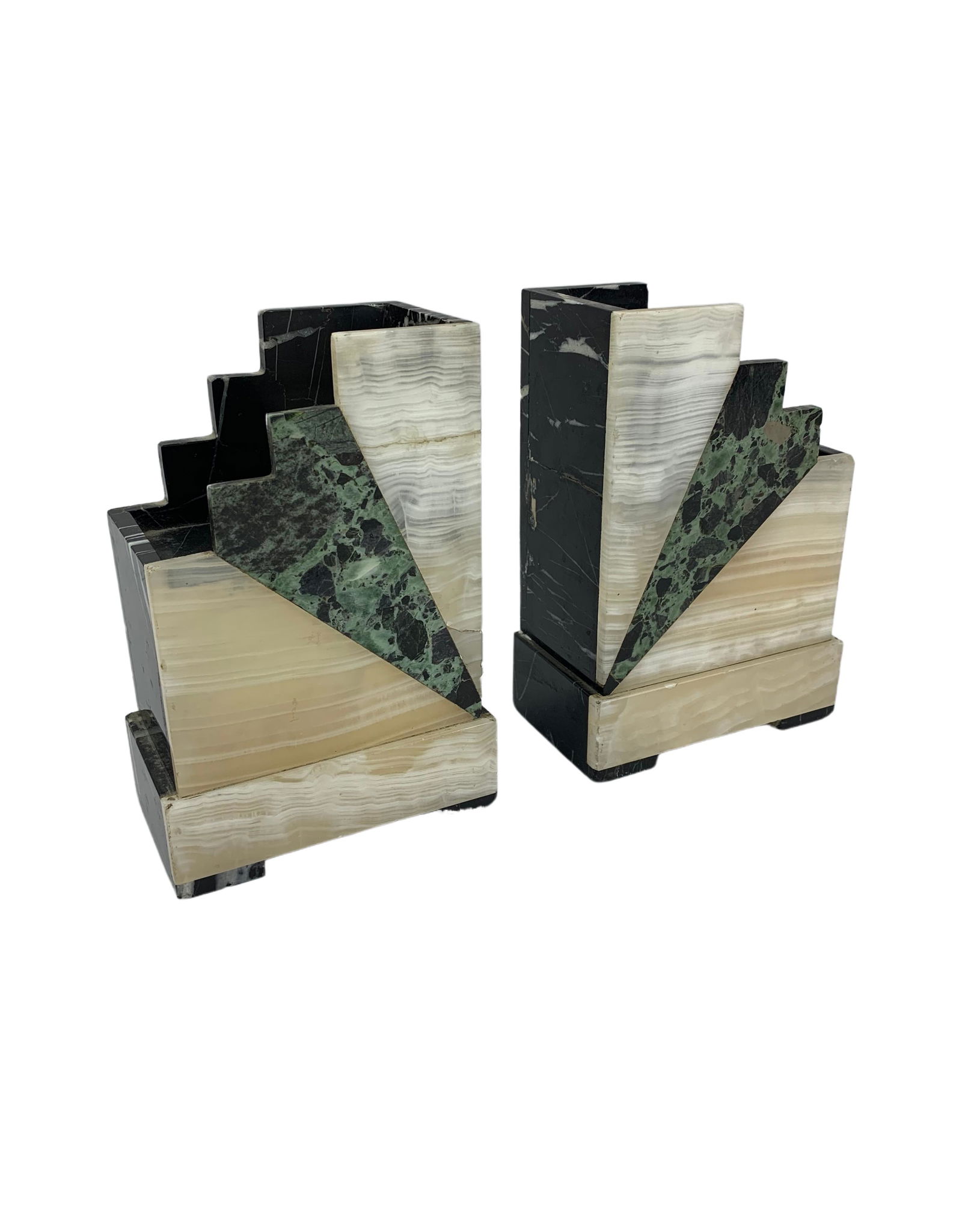 Art Deco Skyscraper Onyx & Marble Bookends (1 of 4)