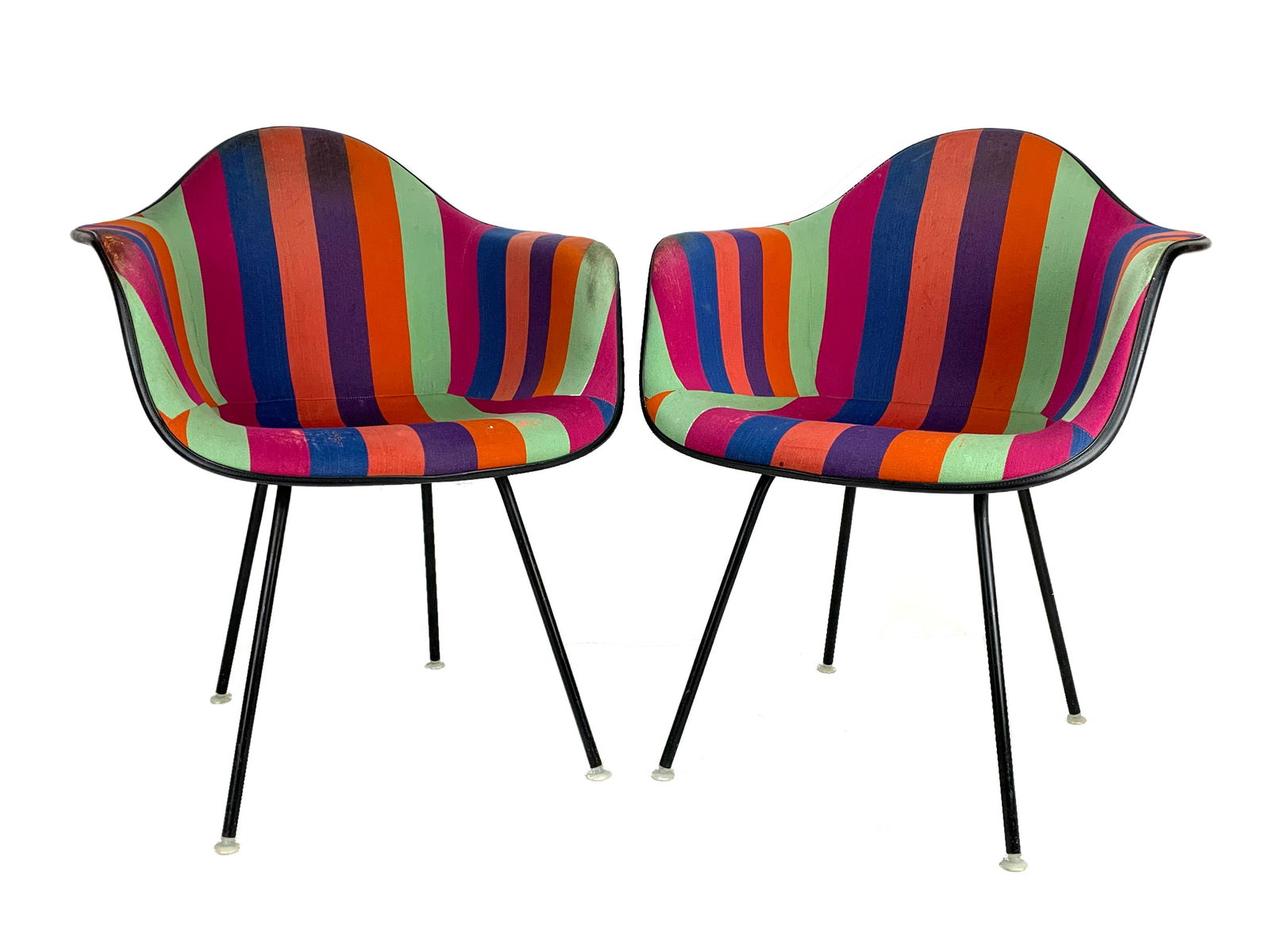 Alexander Girard Fabric Eames Shell Chair Pair (1 of 9)