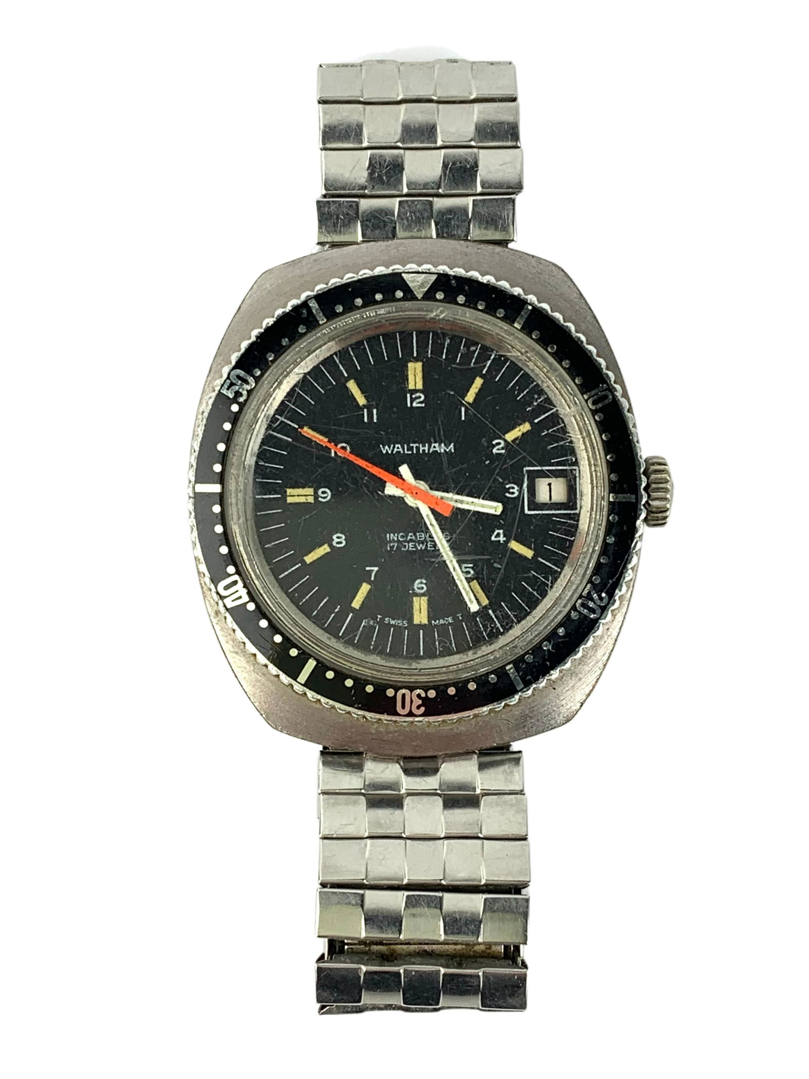 Vintage Mens Waltham 17j Automatic Date Diver Watch (1 of 5)