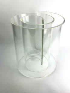 Vladimir Kagan Style Lucite Snail Table: Base only - Acrylic Lucite side table in spiral modern design. In the manner of Vladimir Kagan. Measures 15 1/4" x 15 1/2" x 3/8" thick.