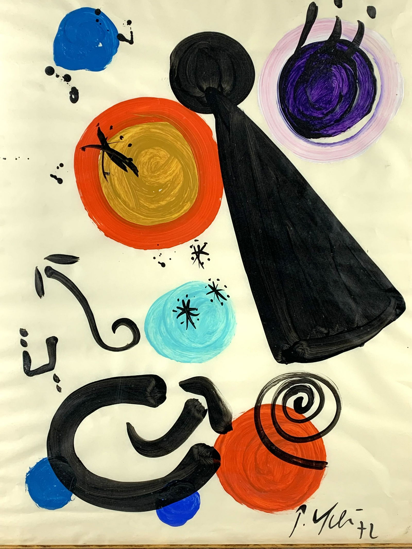 Peter Keil Painting Miro Style Vintage Abstract (1 of 5)