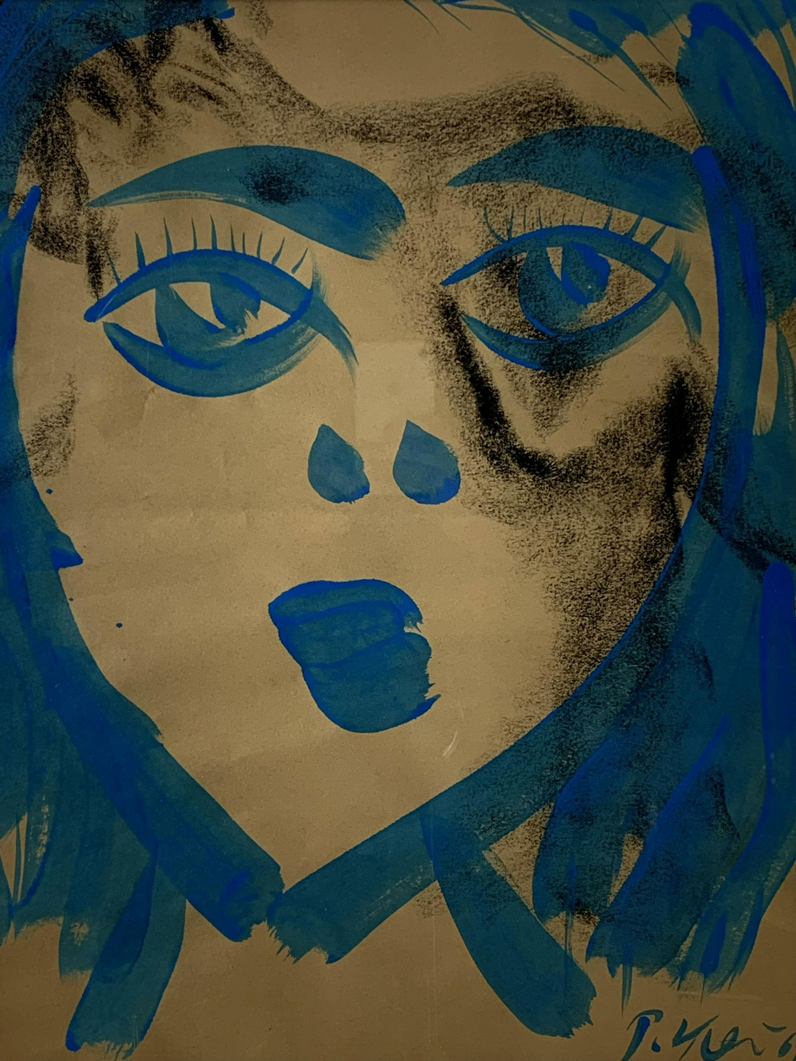 Peter Keil Blue Period Vintage Abstract Painting (1 of 6)