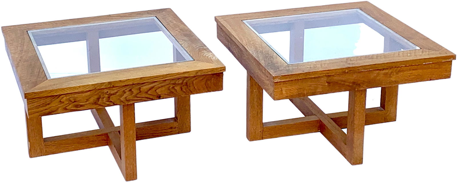 Milo Baughman Style Modern Design Oak Side Tables (1 of 7)