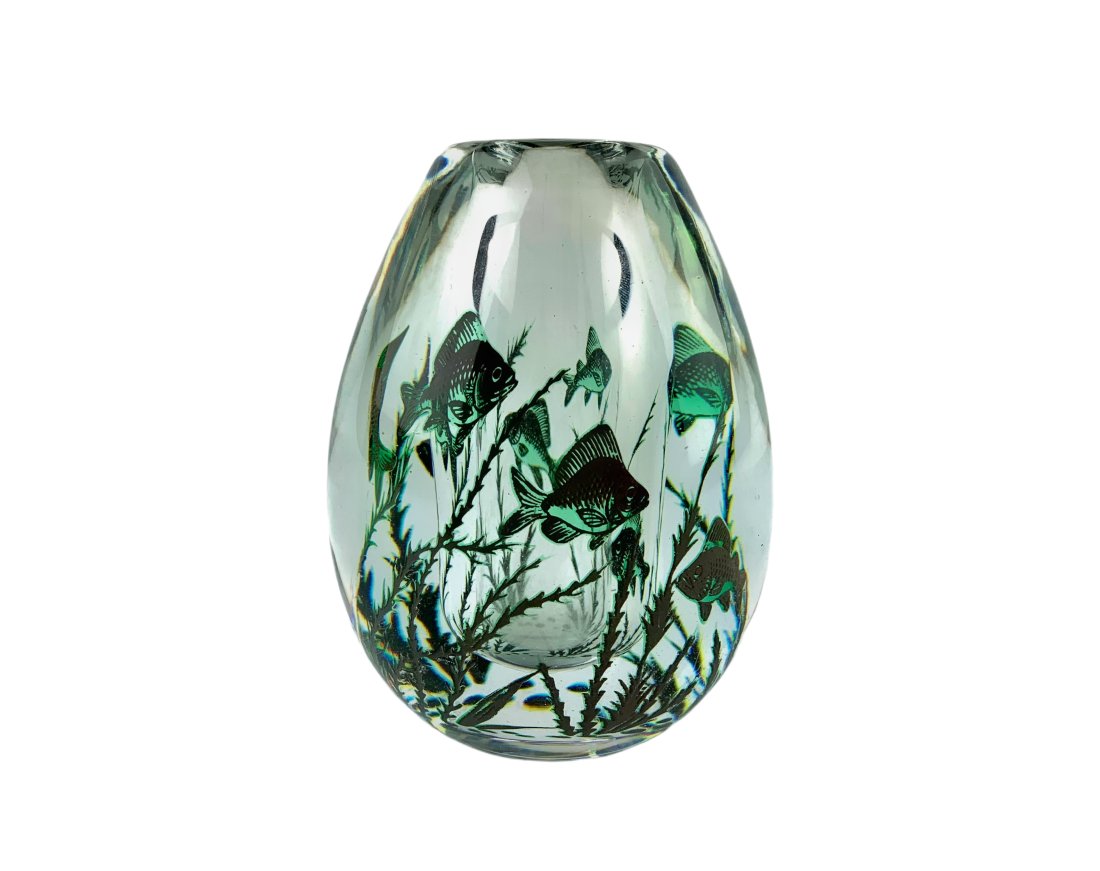 Vintage Edward Hald for Orrefors Graal Fish Vase (1 of 5)