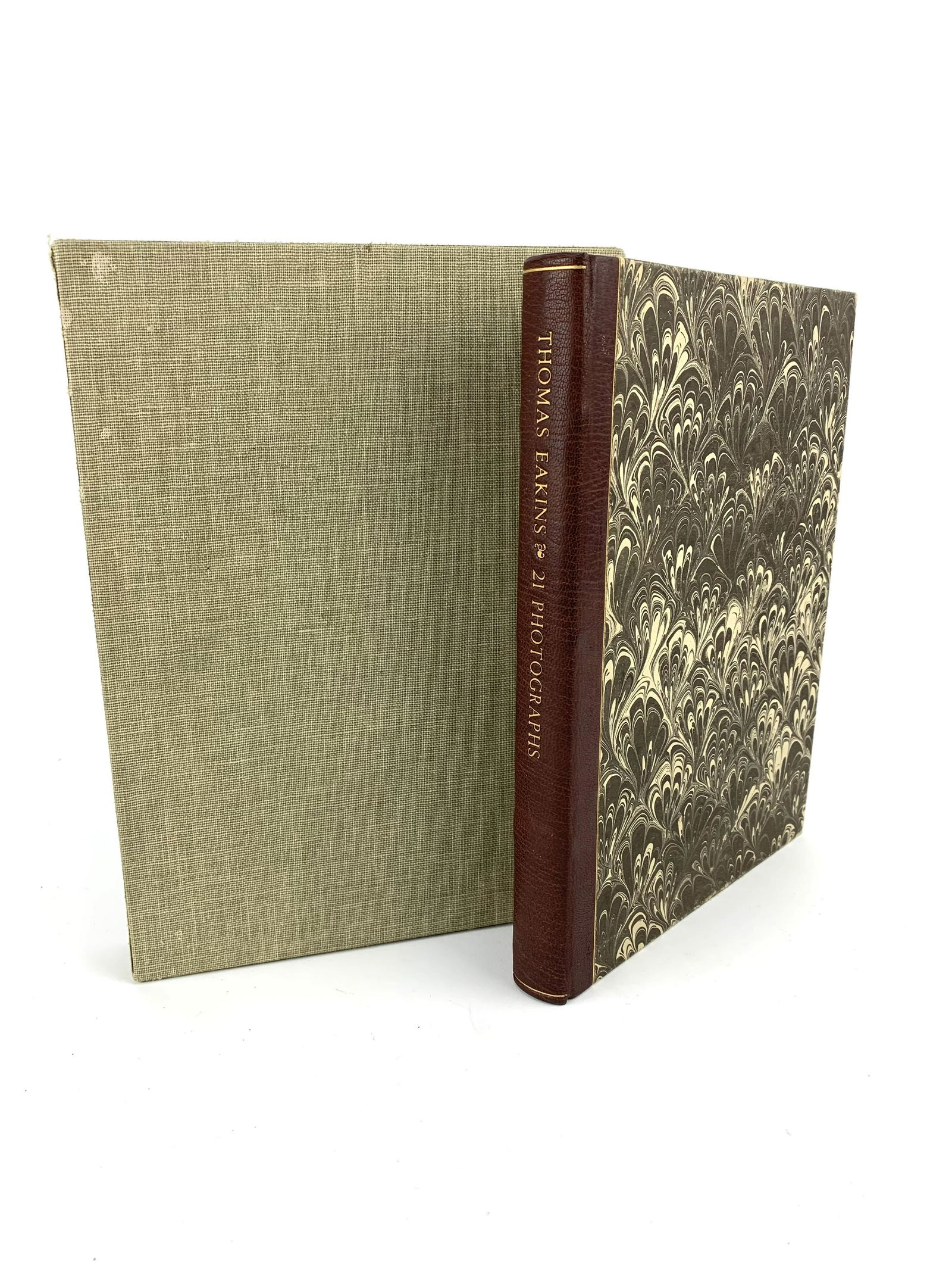Thomas Eakins 21 Nude Photographs 1979 Book: Rare book with 21 nude art photographs by Thomas Eakins. Published in 1979. Includes original sleeve. Measures at 7 3/4" x 10 1/4" without sleeve.
