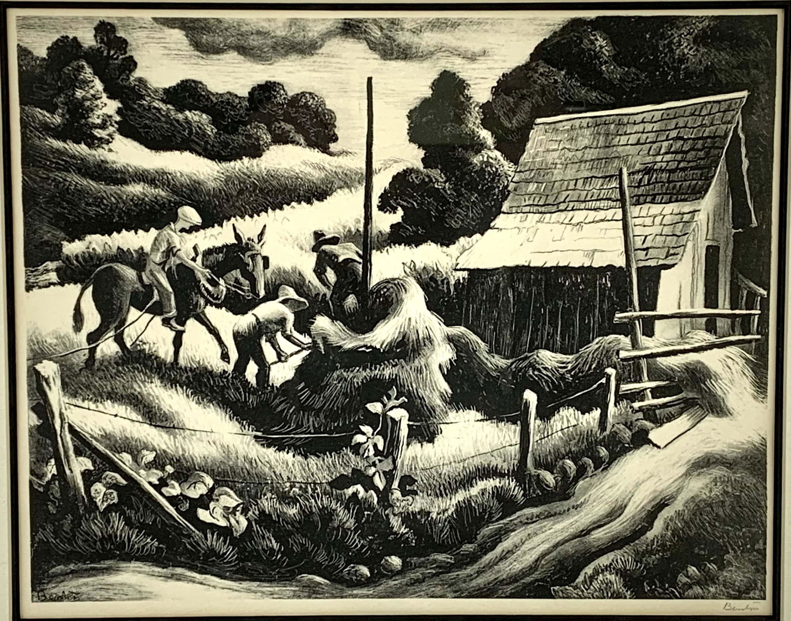 Thomas Hart Benton Pencil Signed Lithograph 'Haystack' (1 of 7)