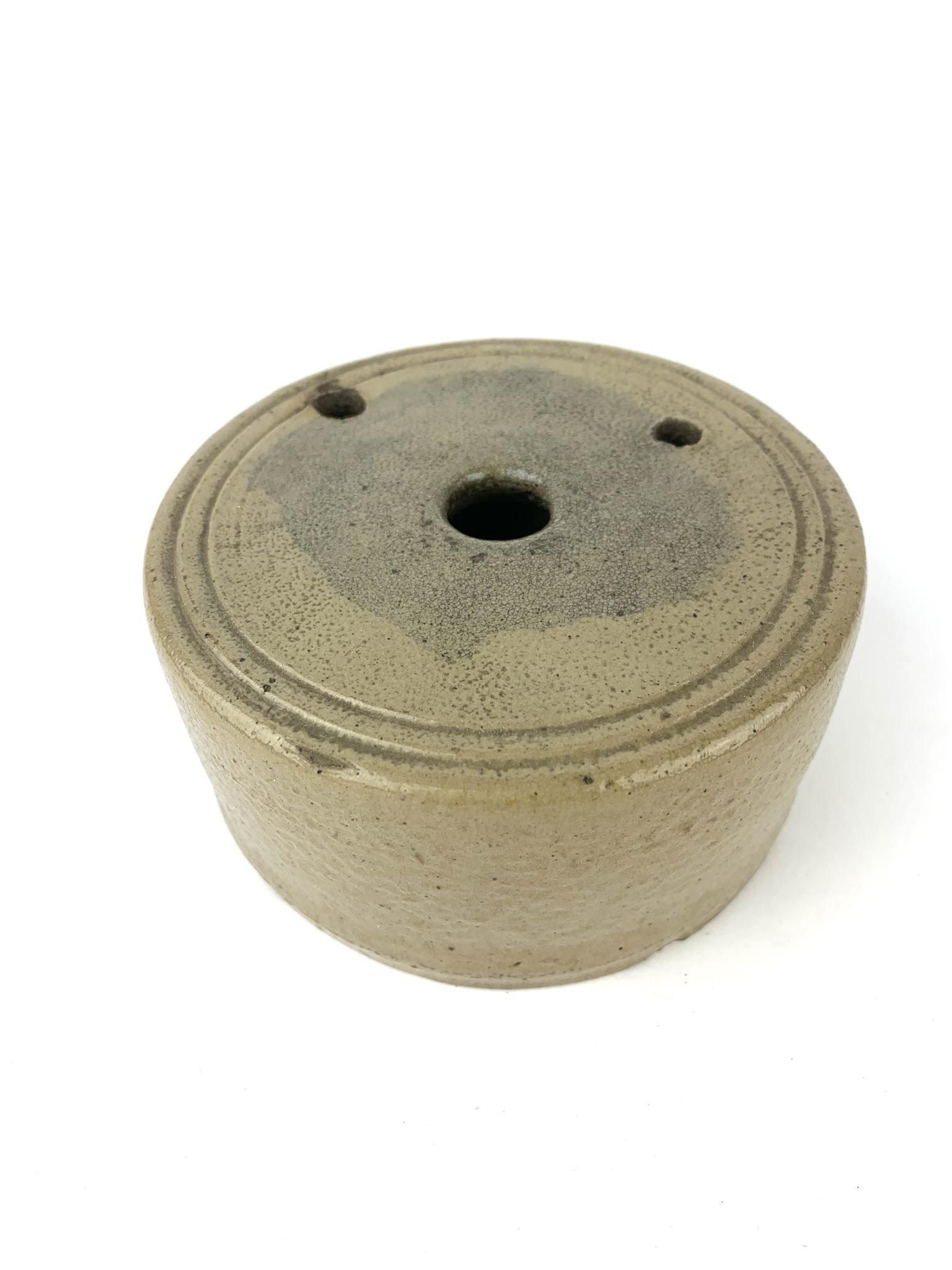 1825 Antique Stoneware Post Master Inkwell: Acquired from estate - tag notes Nathan Yeal, Post Master, Clag N.Y. 1825. Measures 2 1/8" x 4 1/8".