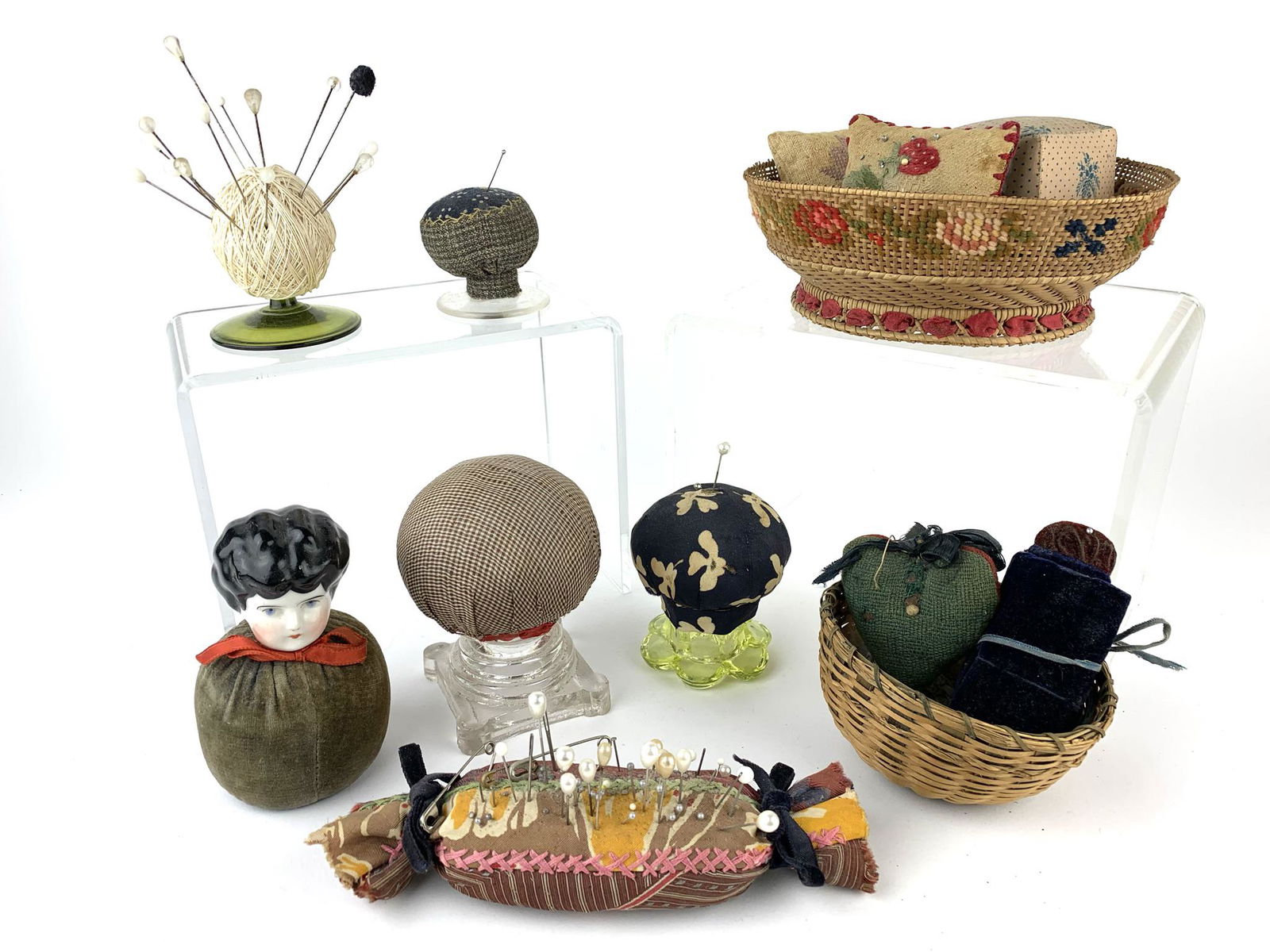 Antique Pin Cushions & Sewing Baskets (1 of 7)