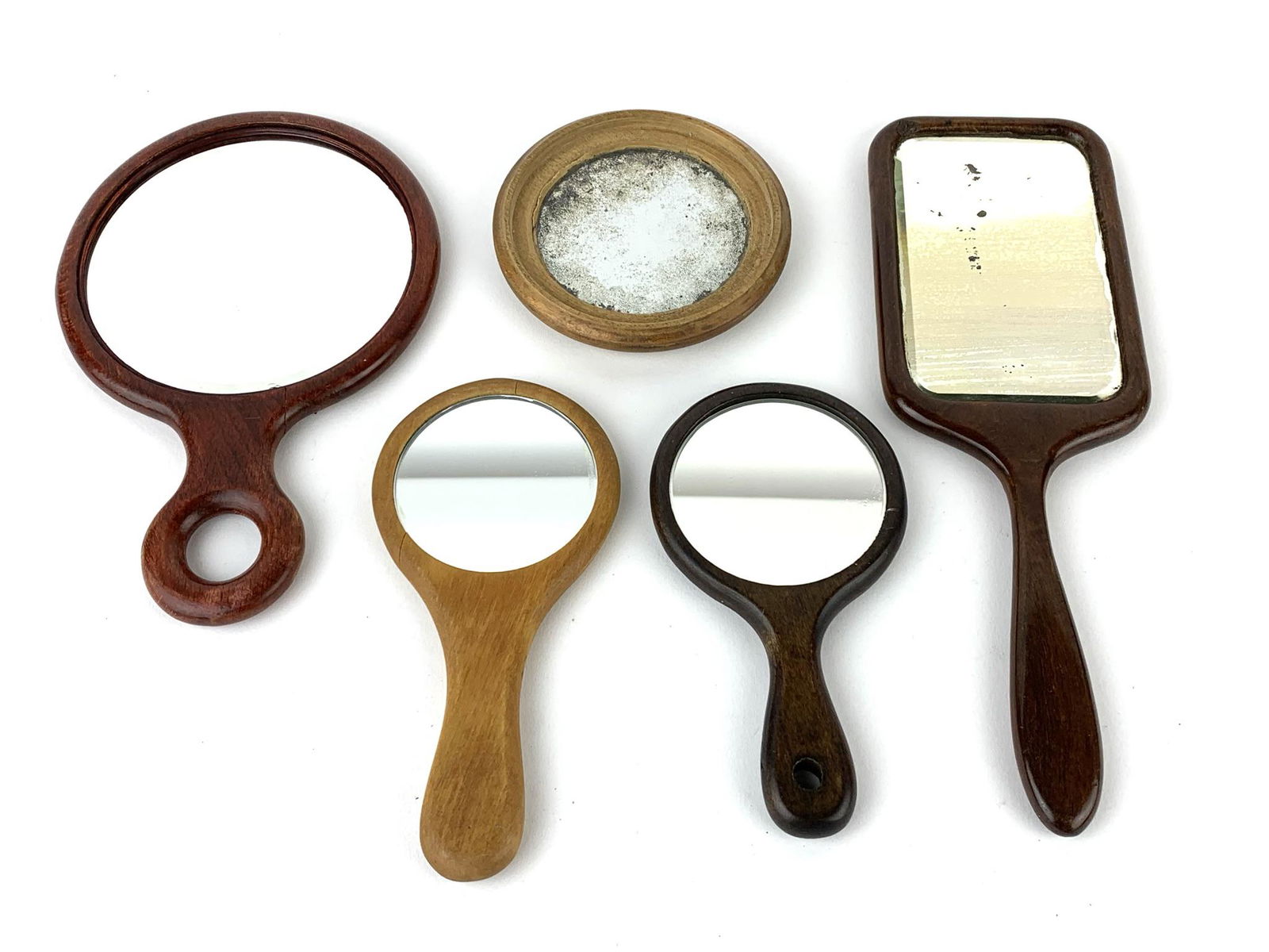 5 Antique Wood Vanity Hand Mirrors (1 of 4)