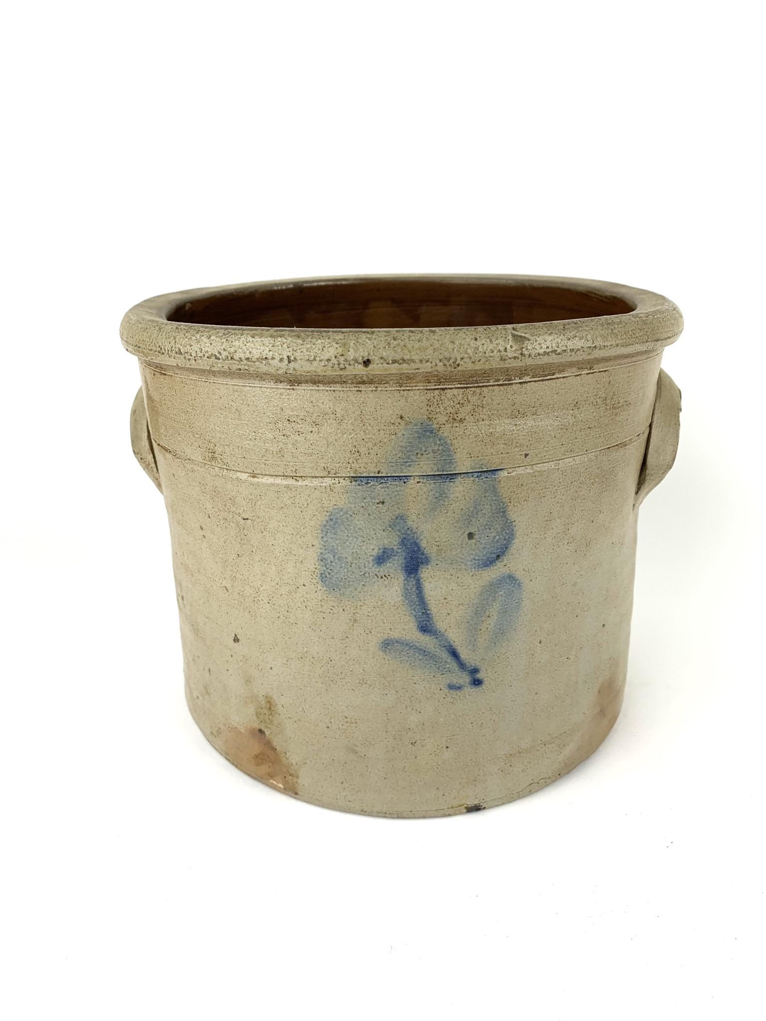 Antique Primitive Crock Blue Flower (1 of 8)